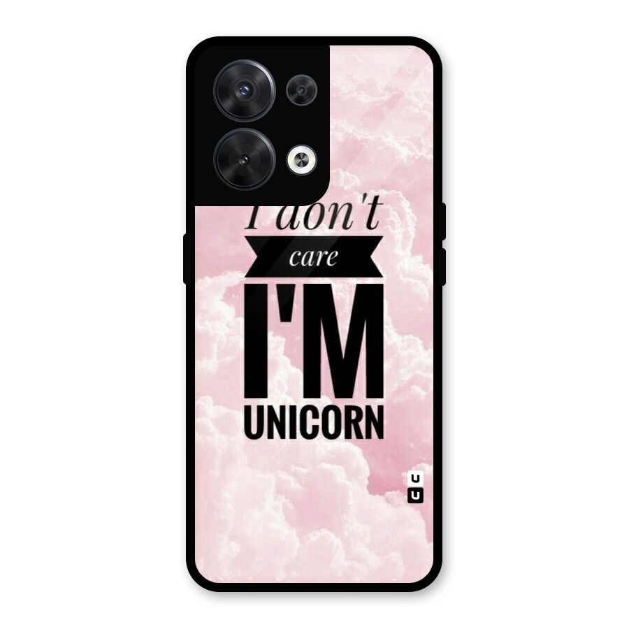 Dont Care Unicorn Glass Back Case for Oppo Reno8 5G