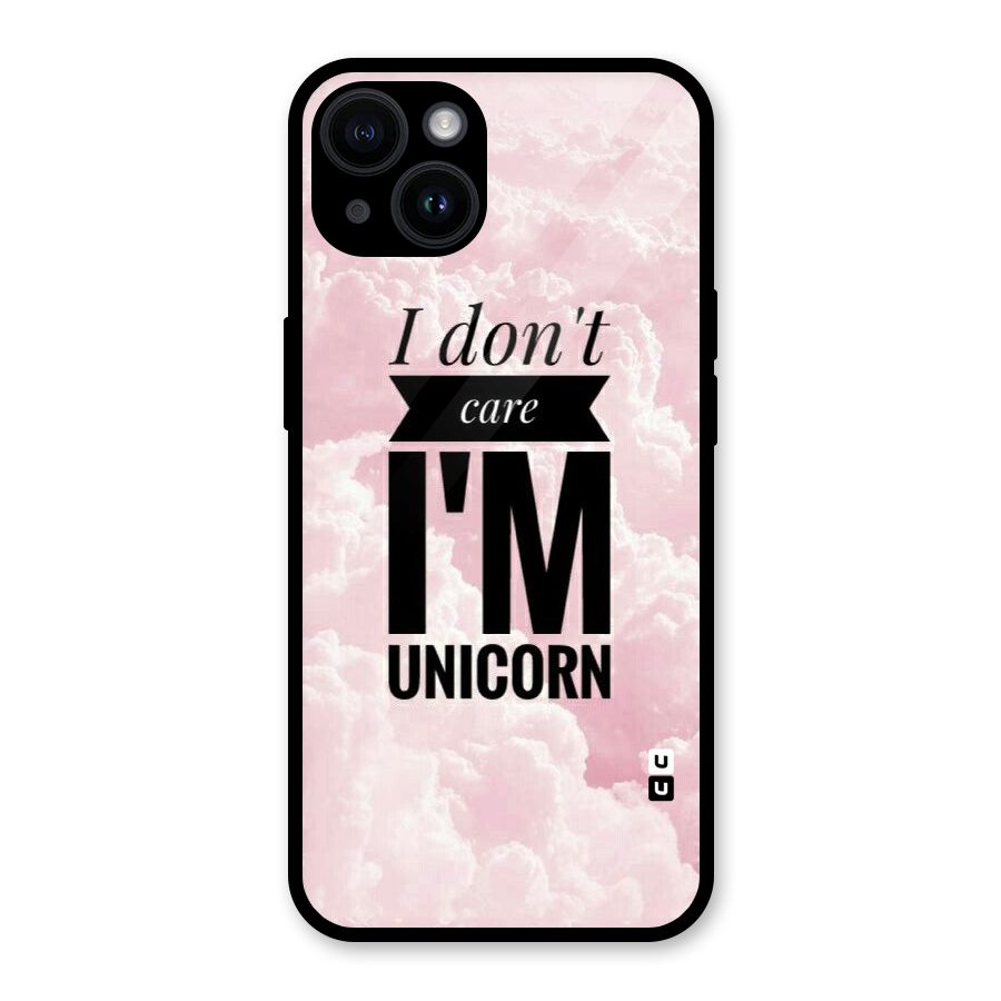 Dont Care Unicorn Glass Back Case for iPhone 14