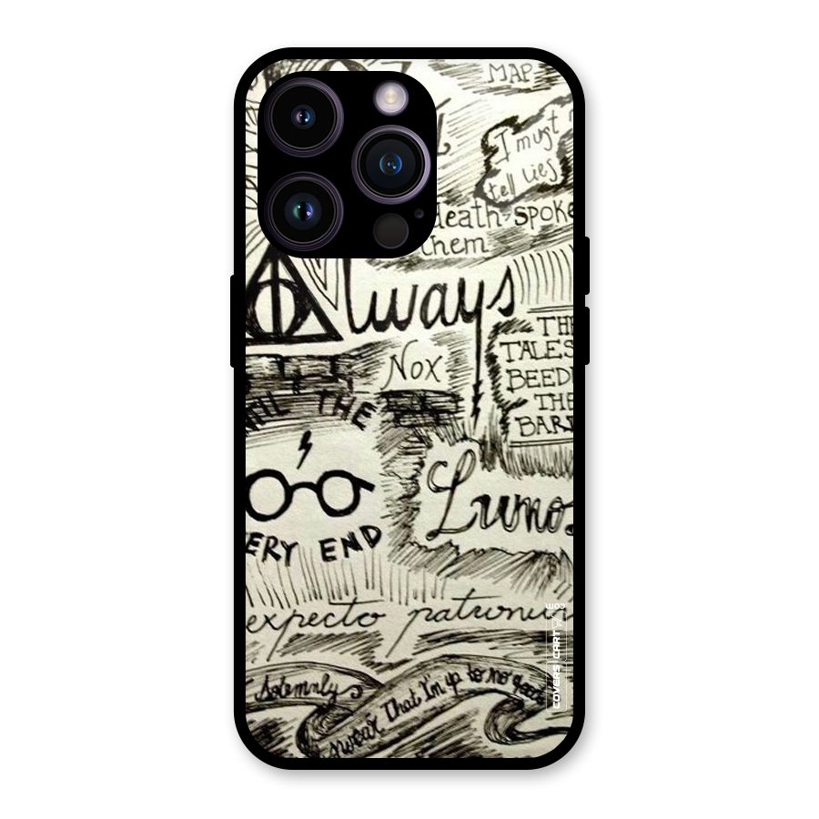 Doodle Art Glass Back Case for iPhone 14 Pro