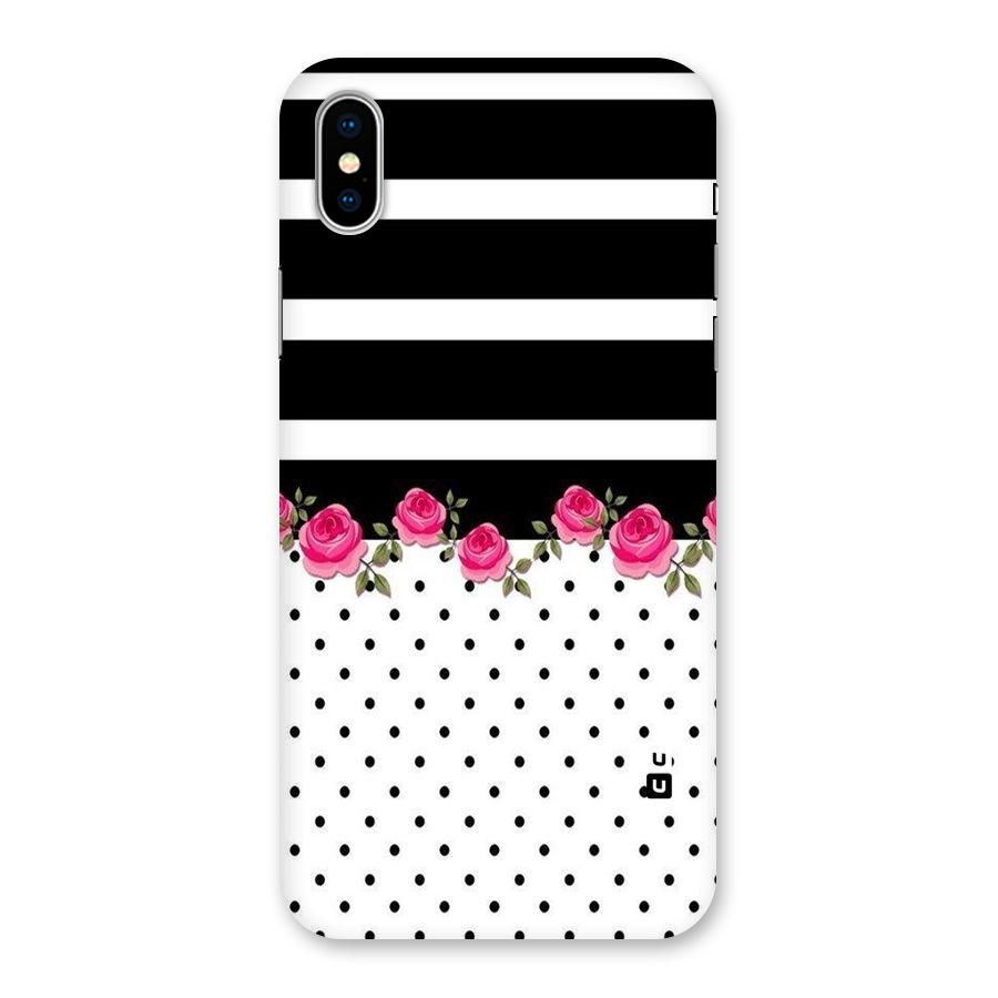 Dots Roses Stripes Back Case for iPhone X