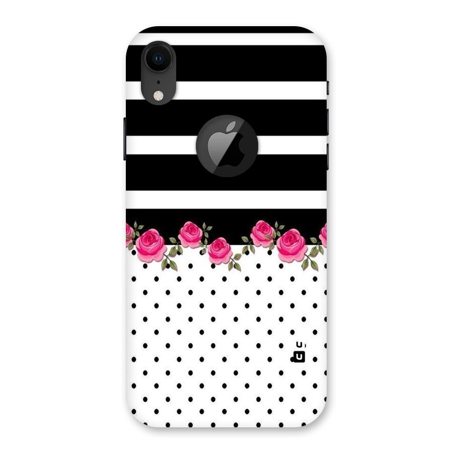 Dots Roses Stripes Back Case for iPhone XR Logo Cut