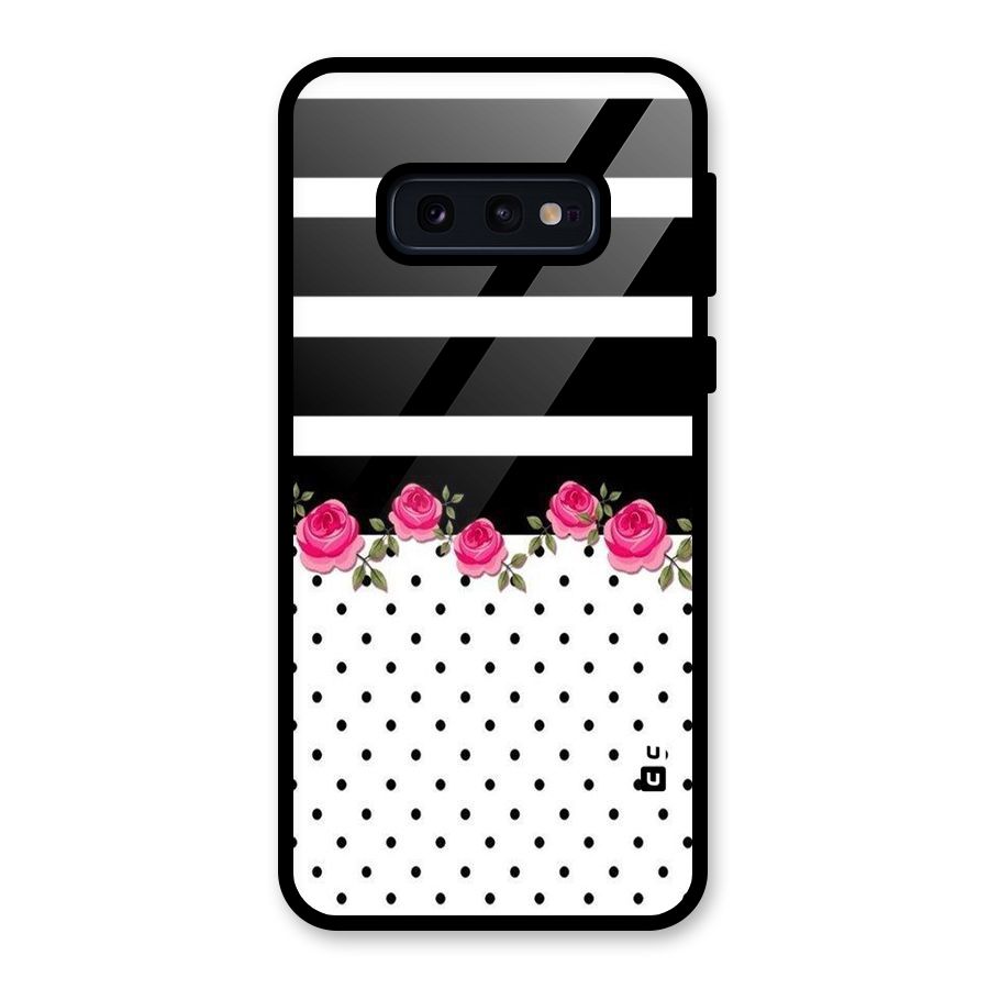 Dots Roses Stripes Glass Back Case for Galaxy S10e