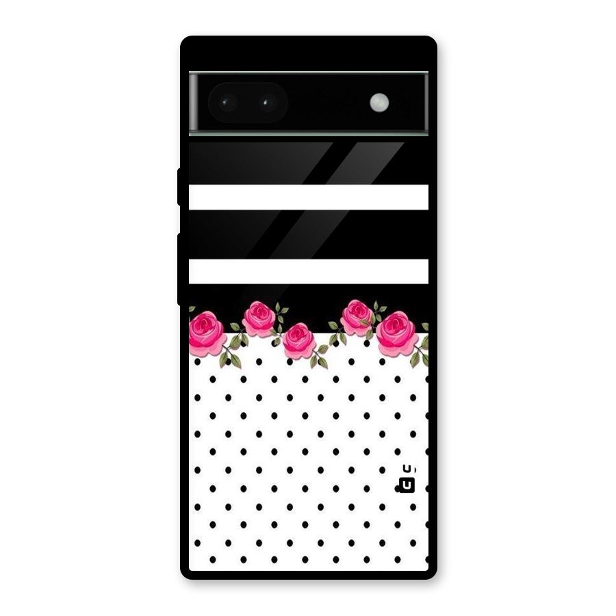Dots Roses Stripes Glass Back Case for Google Pixel 6a