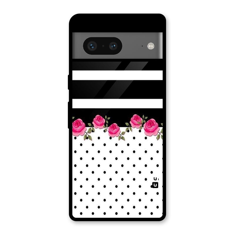Dots Roses Stripes Glass Back Case for Google Pixel 7
