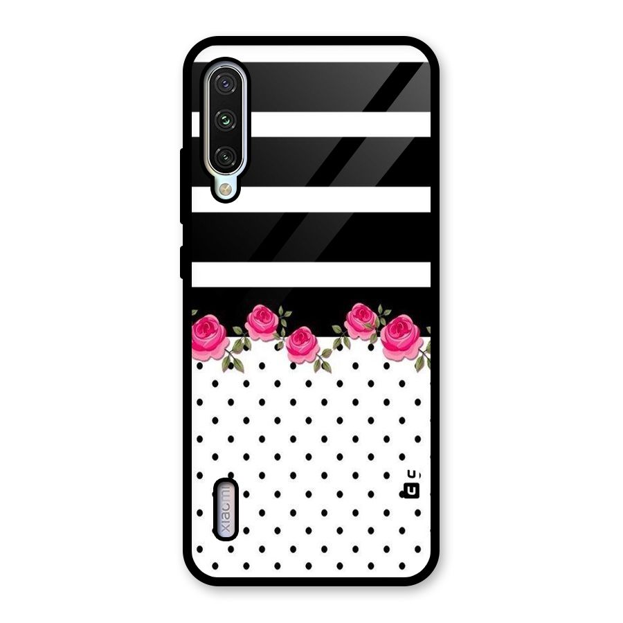 Dots Roses Stripes Glass Back Case for Mi A3