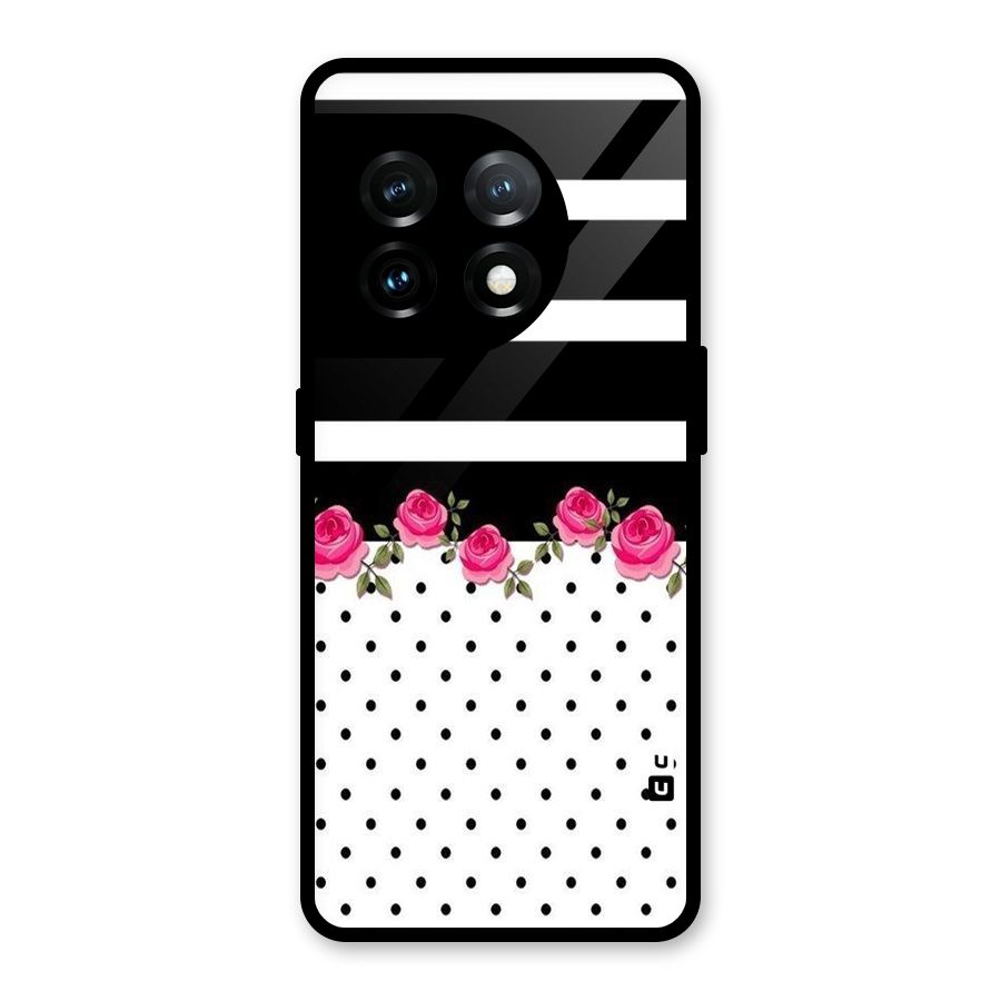 Dots Roses Stripes Glass Back Case for OnePlus 11