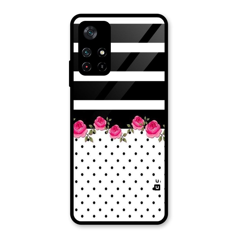 Dots Roses Stripes Glass Back Case for Poco M4 Pro 5G