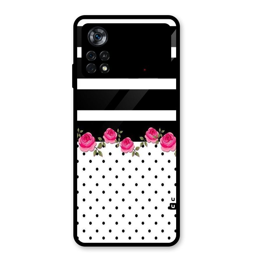 Dots Roses Stripes Glass Back Case for Poco X4 Pro 5G