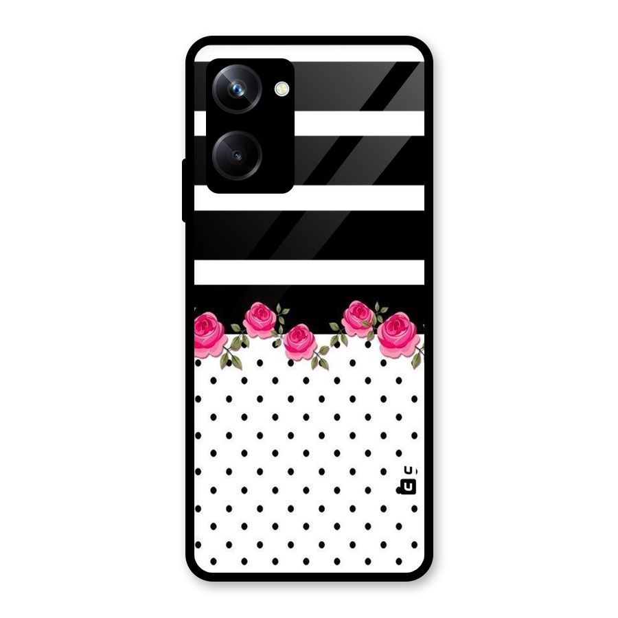 Dots Roses Stripes Glass Back Case for Realme 10 Pro
