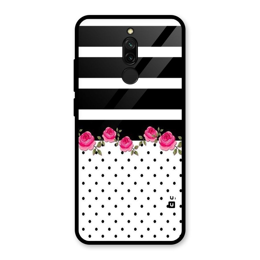 Dots Roses Stripes Glass Back Case for Redmi 8
