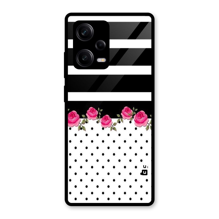Dots Roses Stripes Glass Back Case for Redmi Note 12 Pro