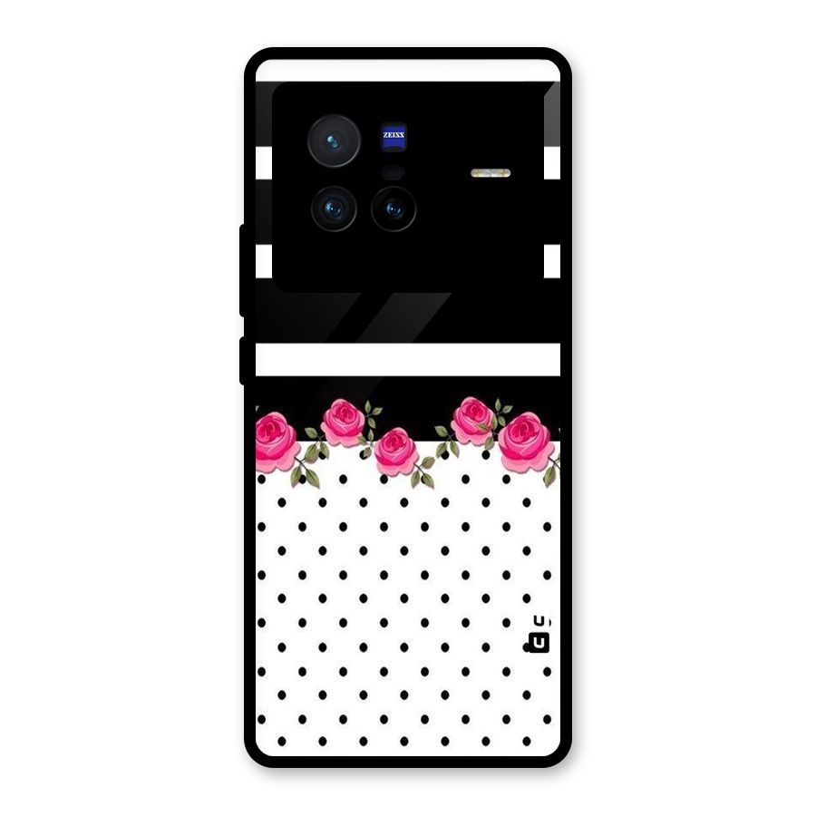 Dots Roses Stripes Glass Back Case for Vivo X80