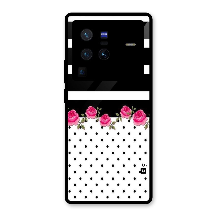 Dots Roses Stripes Glass Back Case for Vivo X80 Pro