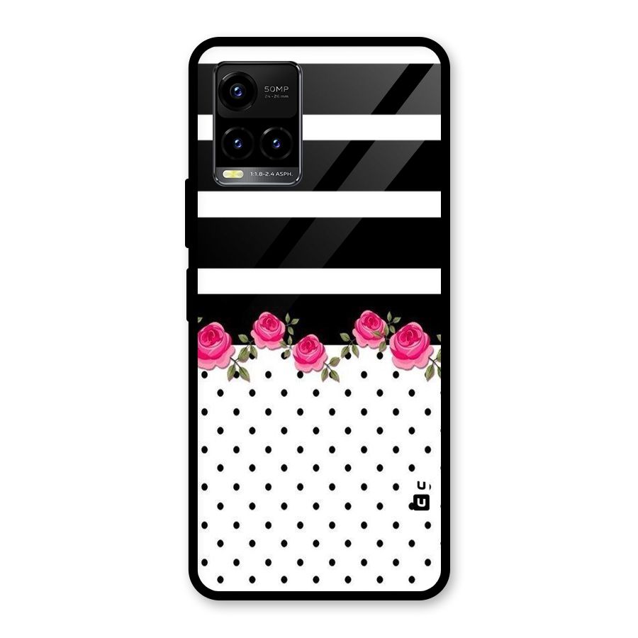 Dots Roses Stripes Glass Back Case for Vivo Y21T