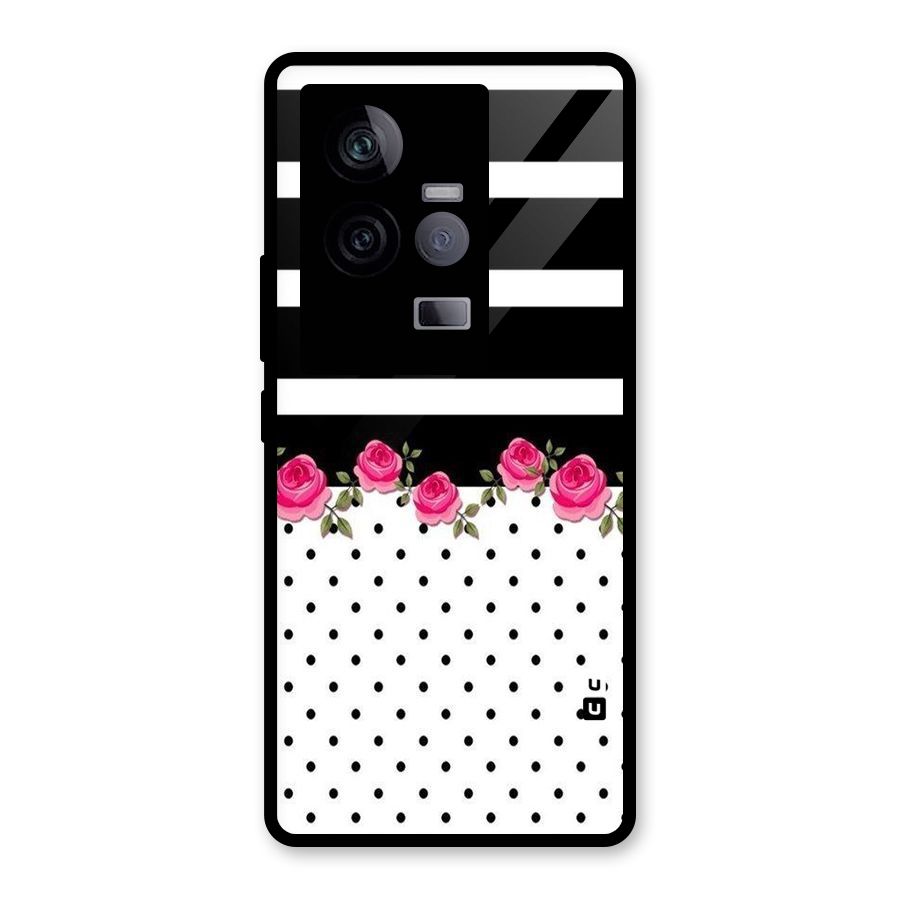 Dots Roses Stripes Glass Back Case for Vivo iQOO 11 5G