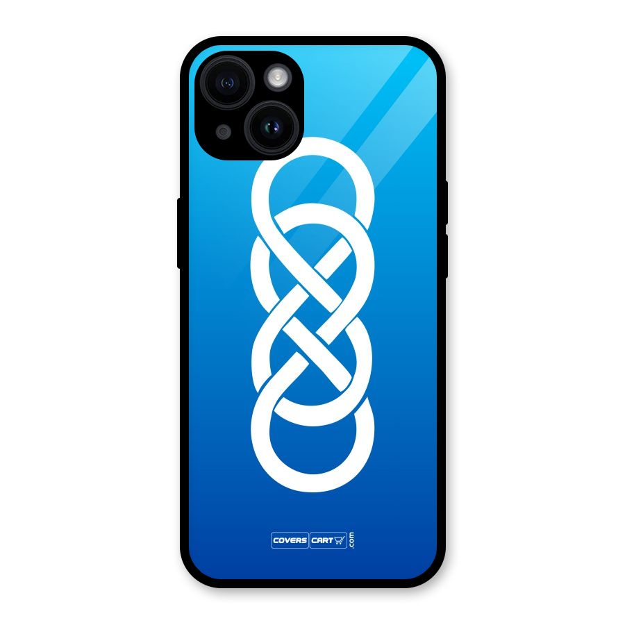 Double Infinity Blue Glass Back Case for iPhone 14