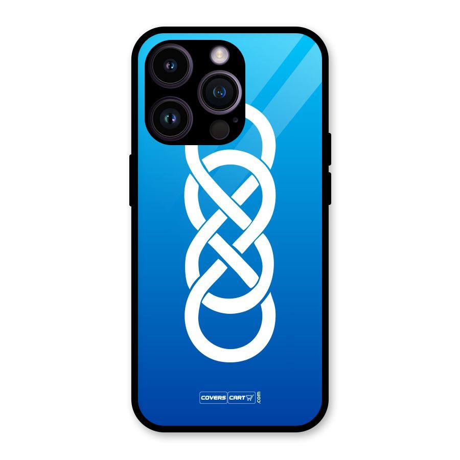 Double Infinity Blue Glass Back Case for iPhone 14 Pro