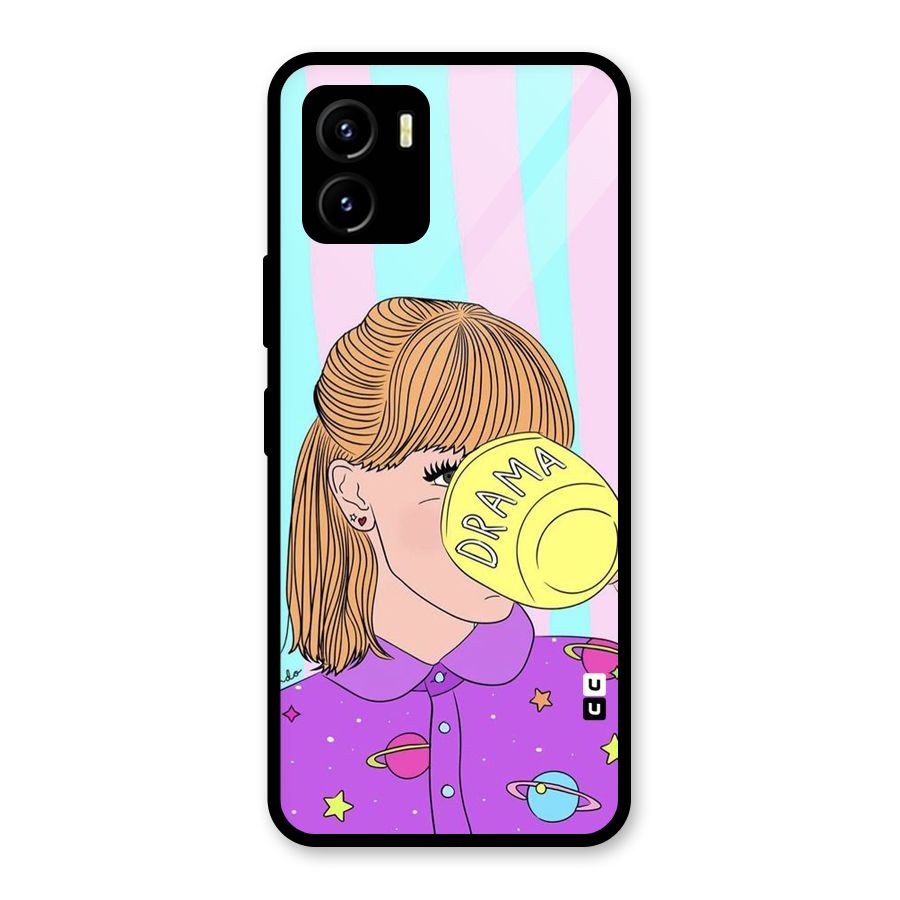 Drama Cup Glass Back Case for Vivo Y15s