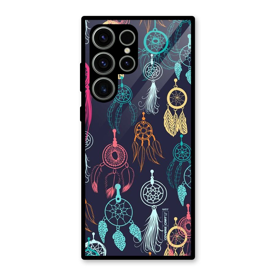 Dream Catcher Pattern Glass Back Case for Galaxy S23 Ultra