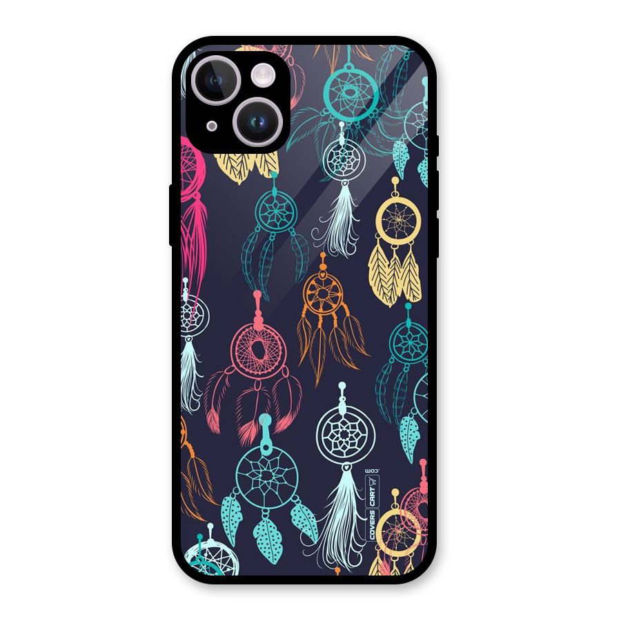 Dream Catcher Pattern Glass Back Case for iPhone 14 Plus