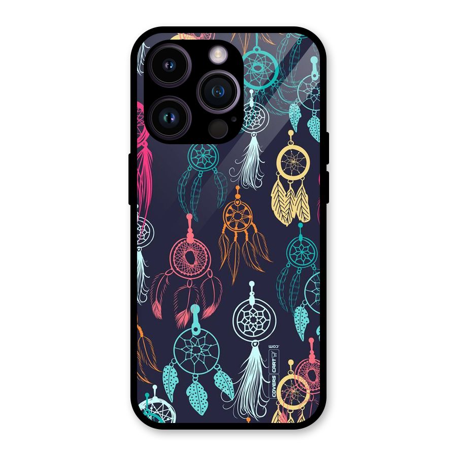 Dream Catcher Pattern Glass Back Case for iPhone 14 Pro