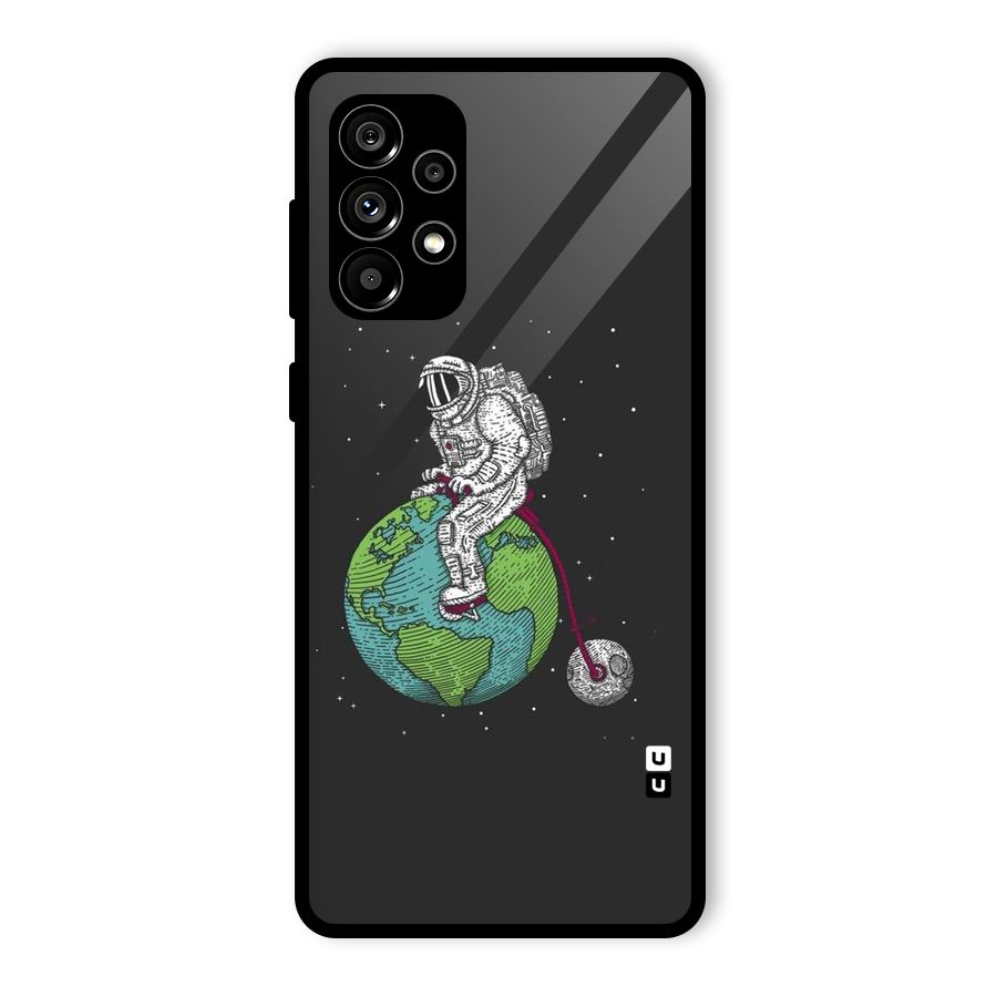 Earth Space Doodle Glass Back Case for Galaxy A73 5G