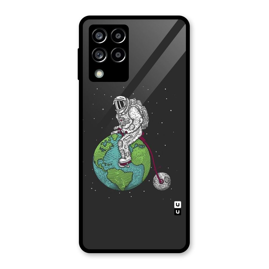 Earth Space Doodle Glass Back Case for Galaxy M53 5G