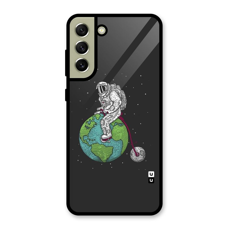 Earth Space Doodle Glass Back Case for Galaxy S21 FE 5G