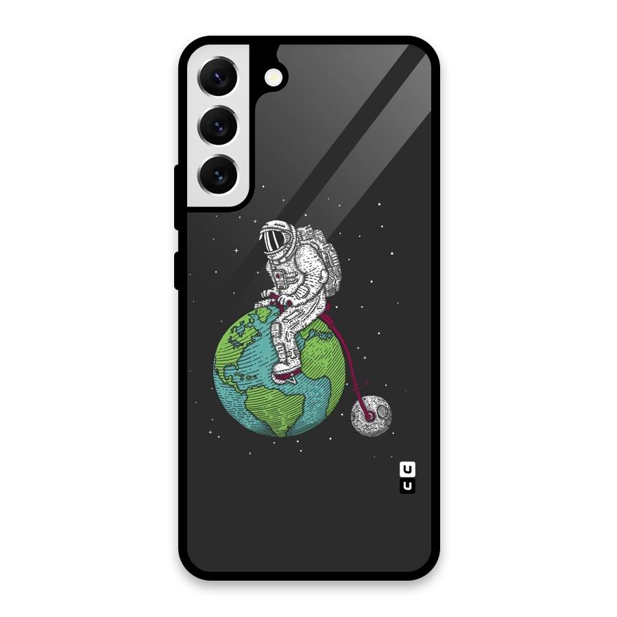 Earth Space Doodle Glass Back Case for Galaxy S22 Plus 5G