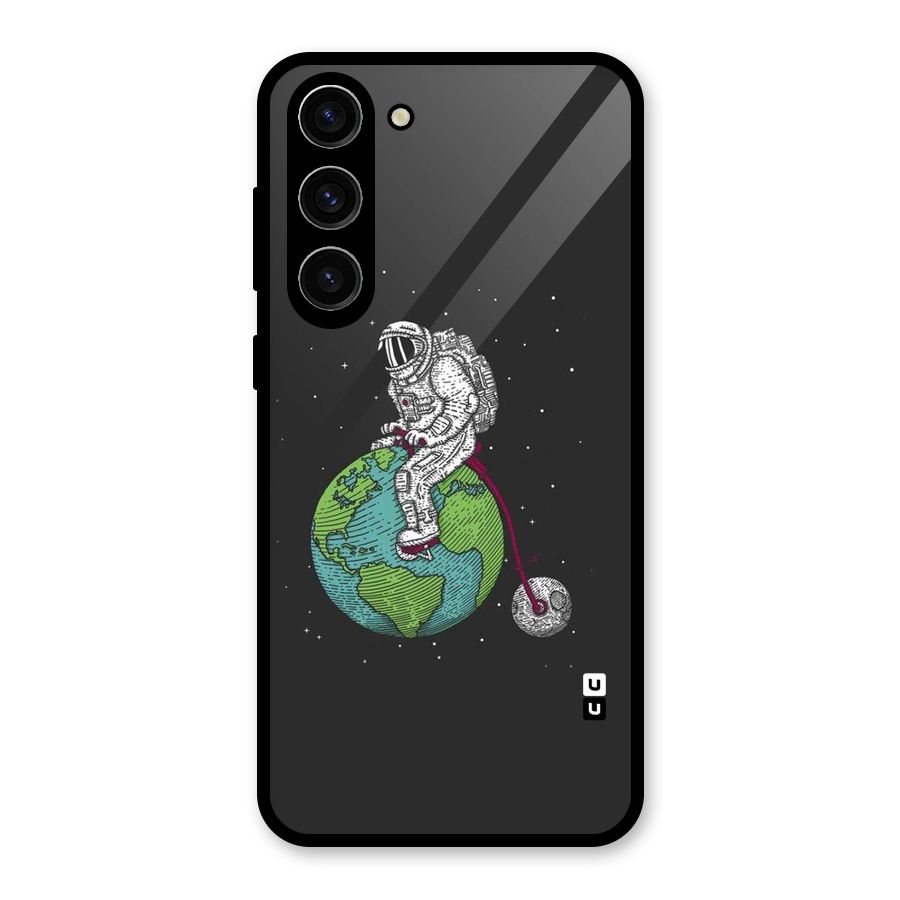 Earth Space Doodle Glass Back Case for Galaxy S23 Plus