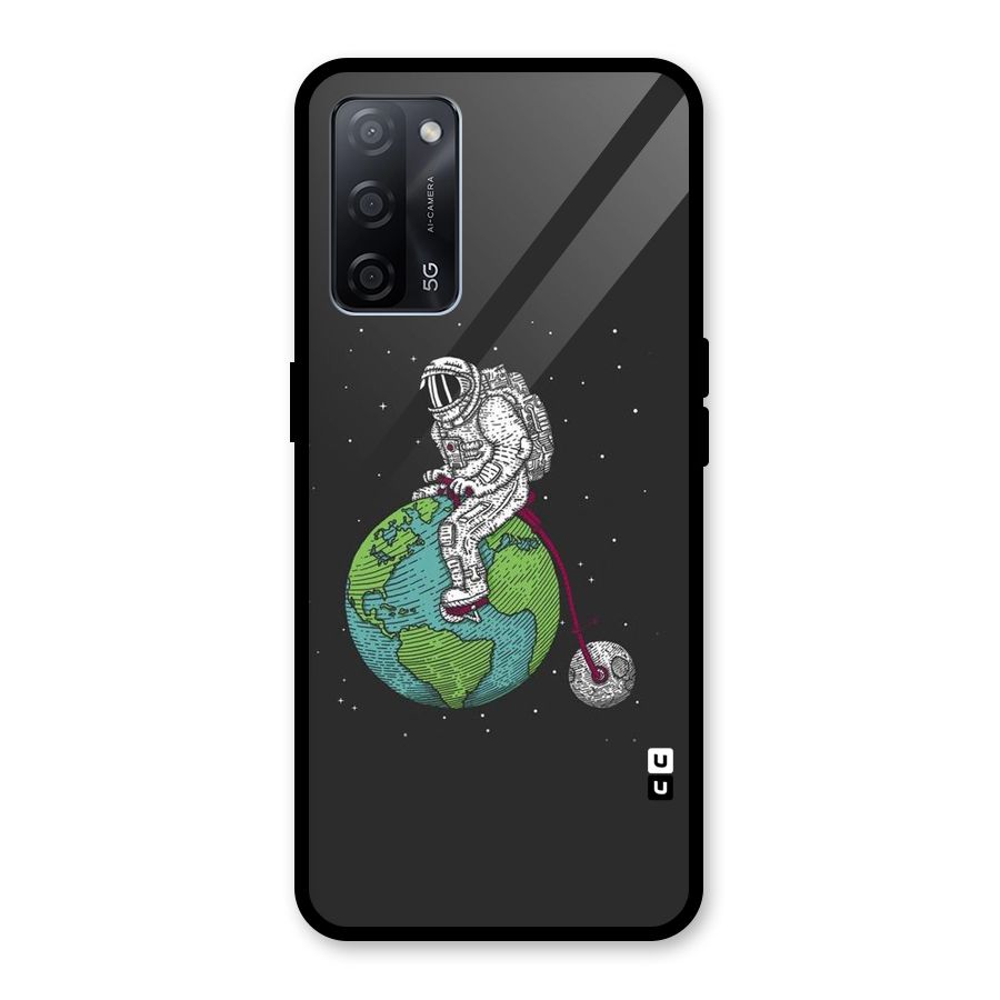 Earth Space Doodle Glass Back Case for Oppo A53s 5G