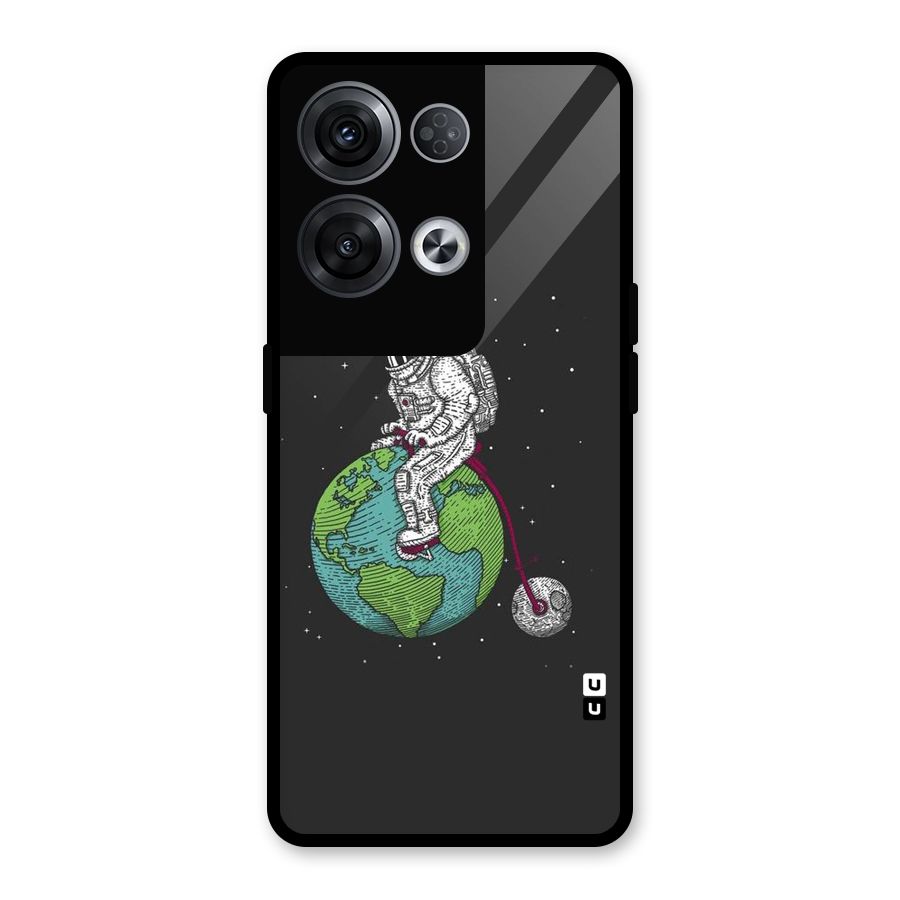 Earth Space Doodle Glass Back Case for Oppo Reno8 Pro 5G