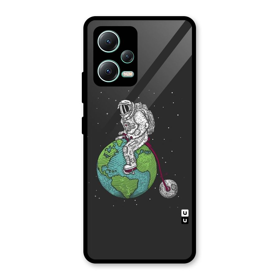 Earth Space Doodle Glass Back Case for Redmi Note 12 5G