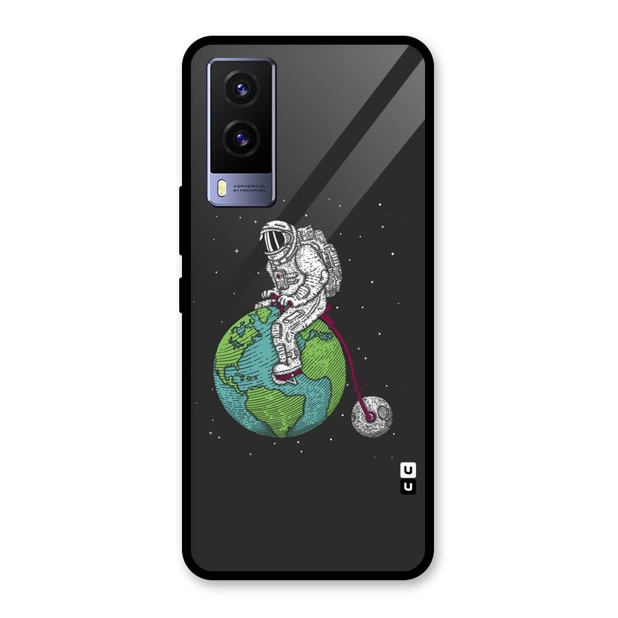 Earth Space Doodle Glass Back Case for Vivo V21e 5G
