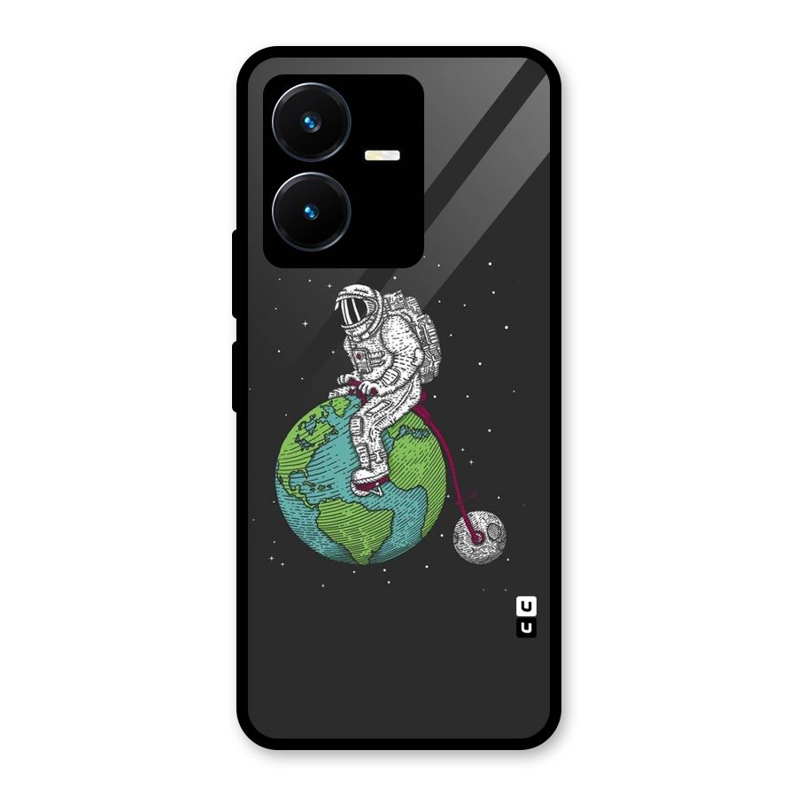 Earth Space Doodle Glass Back Case for Vivo Y22