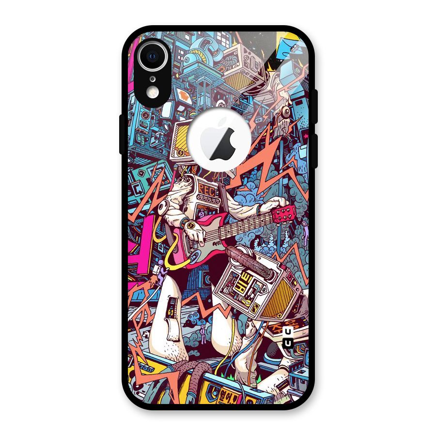 Electric Colors Glass Back Case for iPhone XR Logo Cut