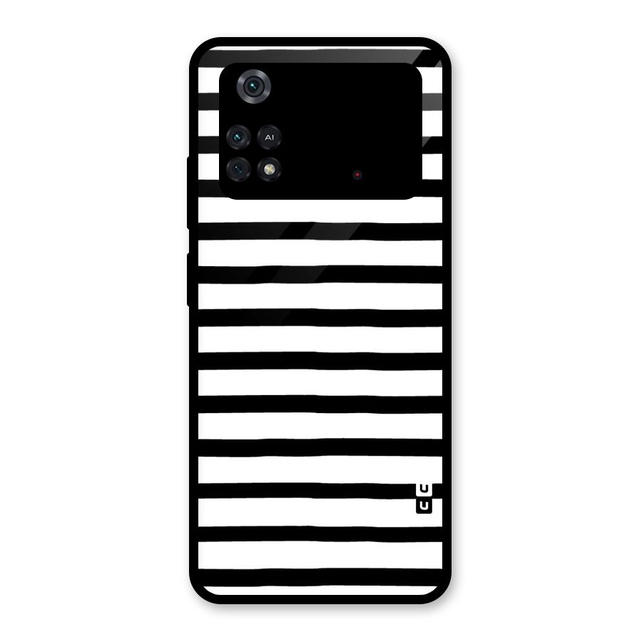 Elegant Basic Stripes Glass Back Case for Poco M4 Pro 4G