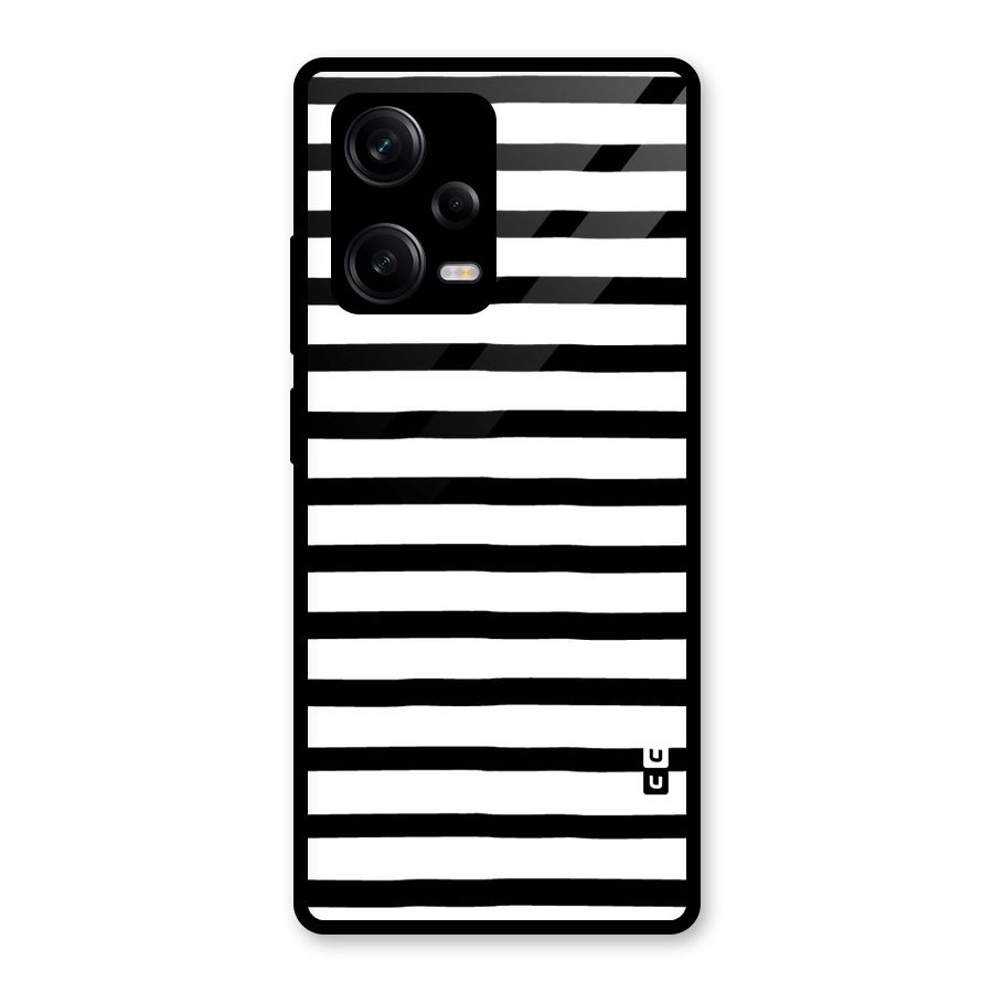 Elegant Basic Stripes Glass Back Case for Redmi Note 12 Pro