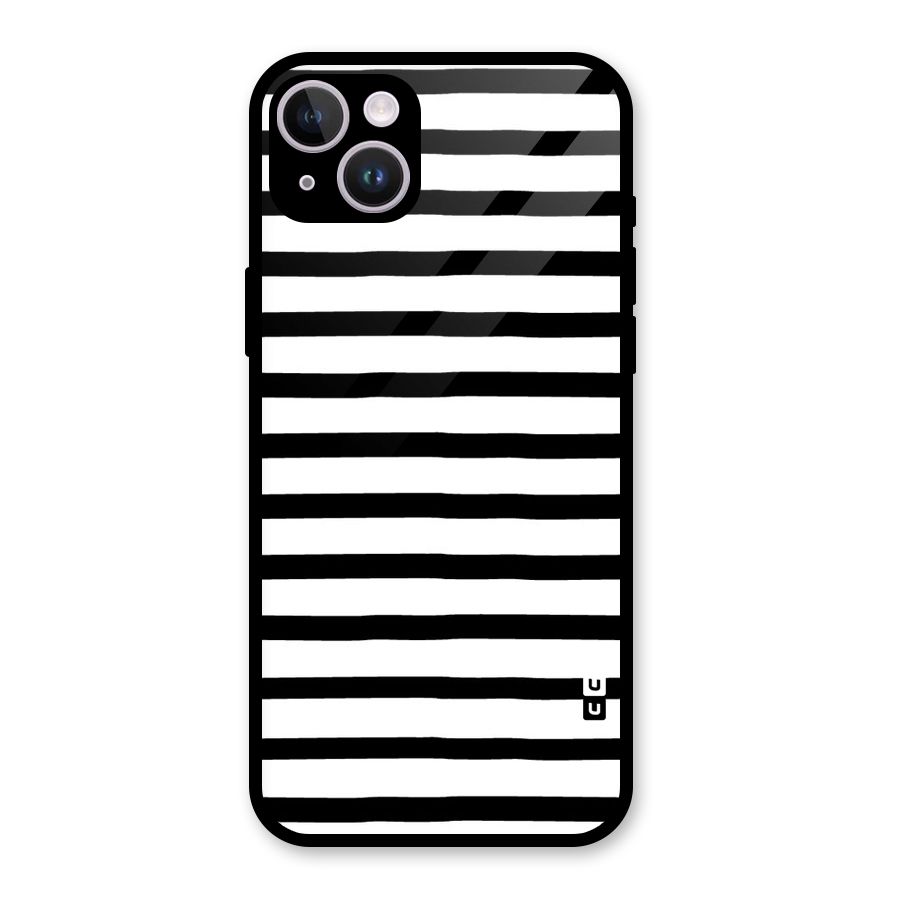 Elegant Basic Stripes Glass Back Case for iPhone 14 Plus