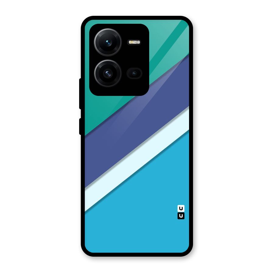 Elegant Colored Stripes Glass Back Case for Vivo V25
