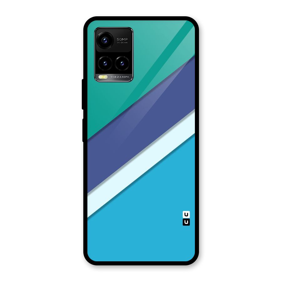 Elegant Colored Stripes Glass Back Case for Vivo Y21G