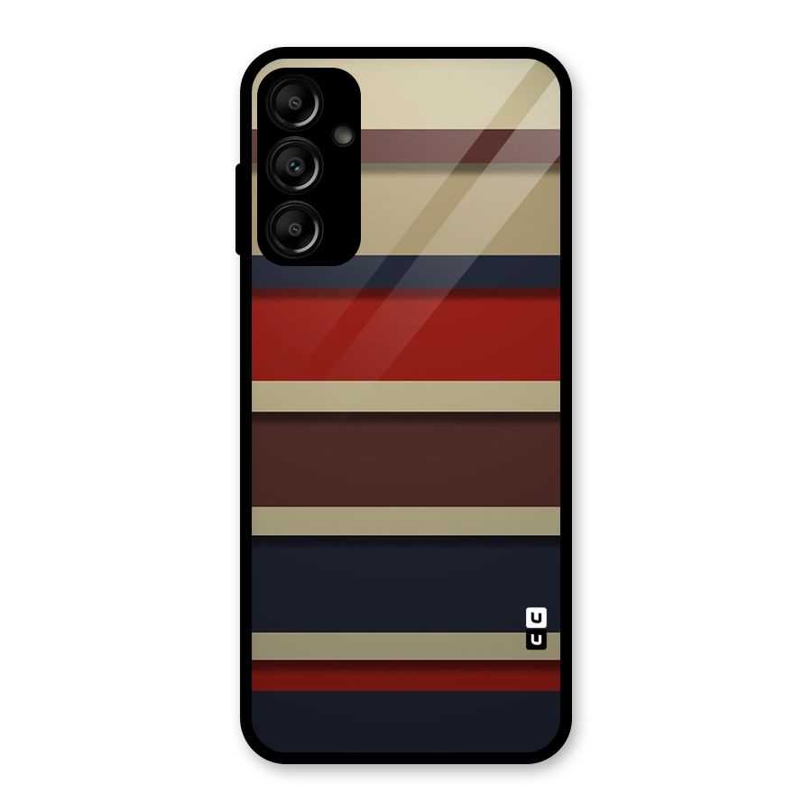 Elegant Stripes Pattern Glass Back Case for Galaxy A14 5G