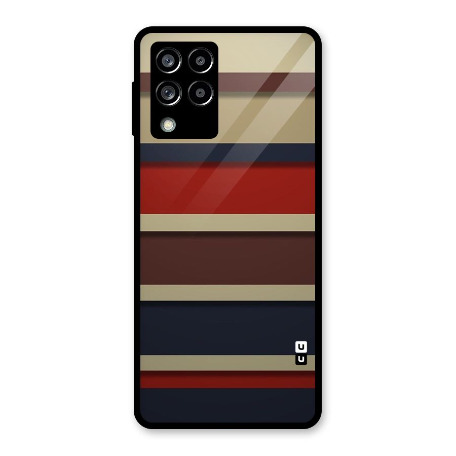 Elegant Stripes Pattern Glass Back Case for Galaxy M53 5G