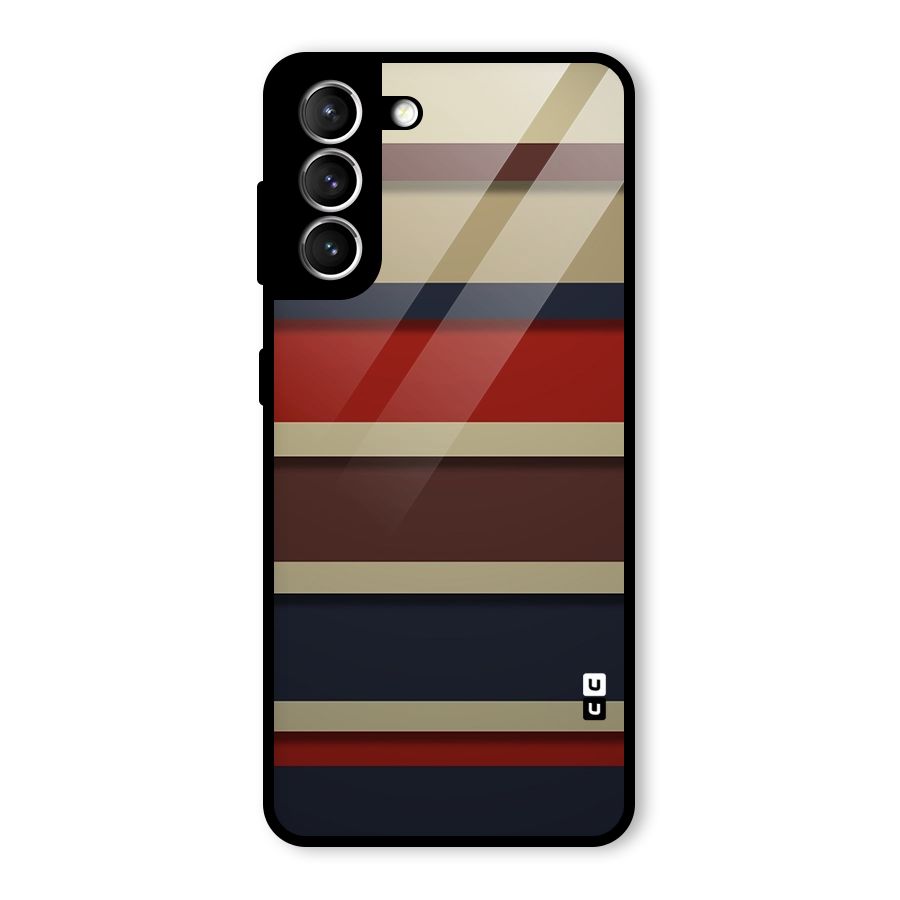 Elegant Stripes Pattern Glass Back Case for Galaxy S21 5G