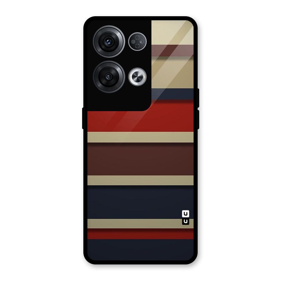 Elegant Stripes Pattern Glass Back Case for Oppo Reno8 Pro 5G