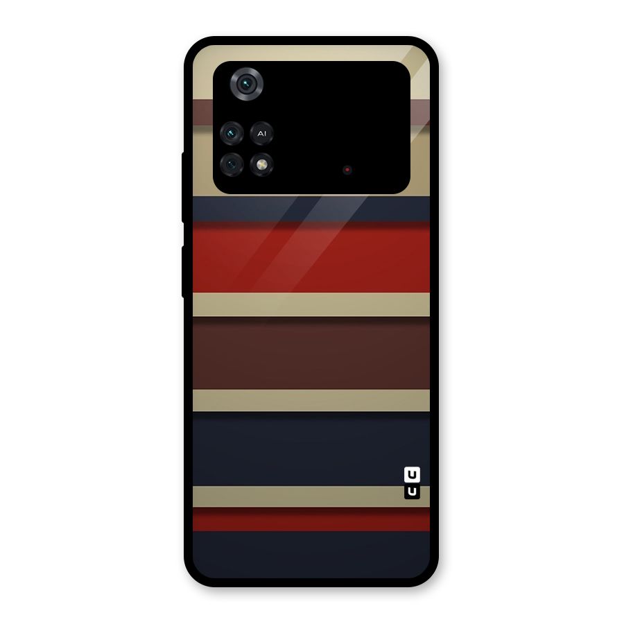 Elegant Stripes Pattern Glass Back Case for Poco M4 Pro 4G