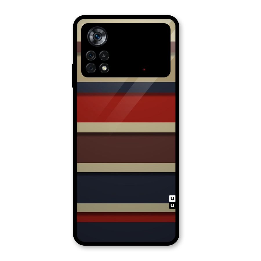 Elegant Stripes Pattern Glass Back Case for Poco X4 Pro 5G