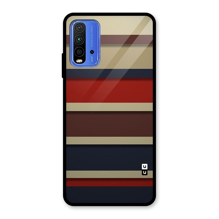 Elegant Stripes Pattern Glass Back Case for Redmi 9 Power