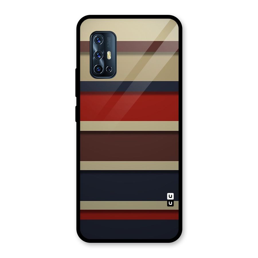 Elegant Stripes Pattern Glass Back Case for Vivo V17