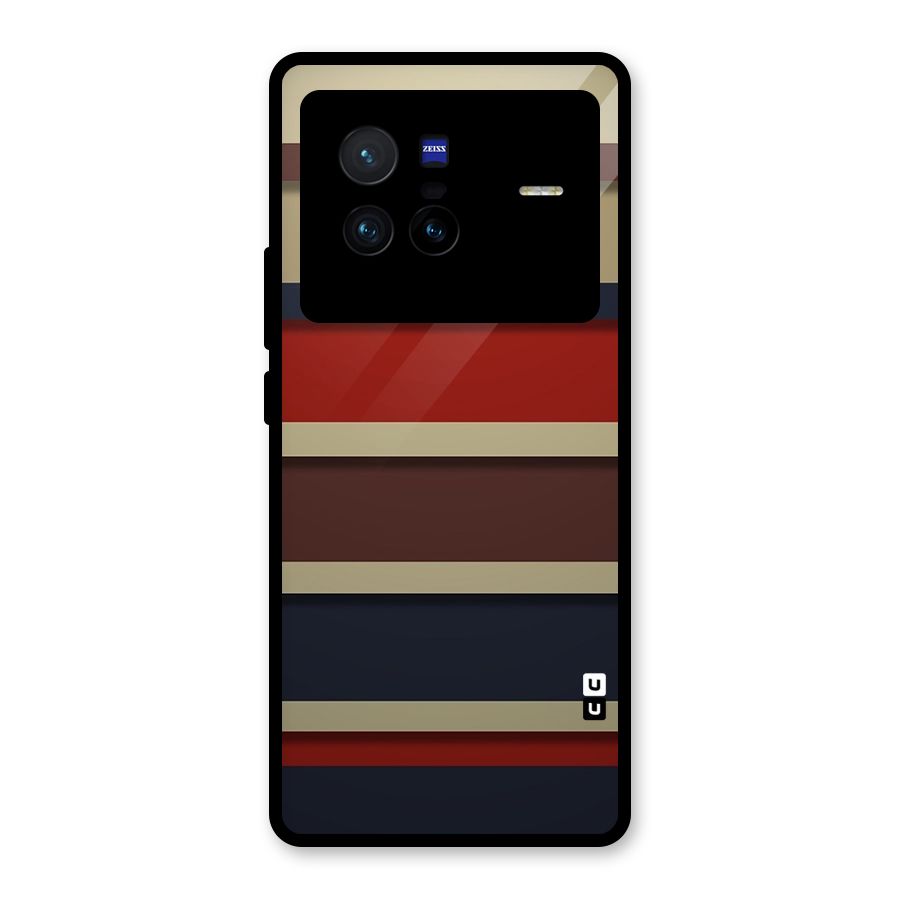 Elegant Stripes Pattern Glass Back Case for Vivo X80